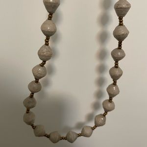 Matte Grey/Taupe and Gold Beaded Necklace